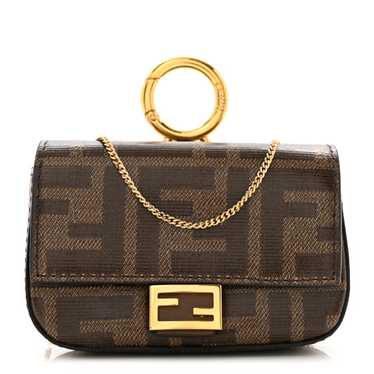 FENDI Glazed Fabric FF 1974 Nano Baguette Charm Mo