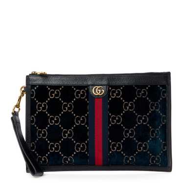 GUCCI Velvet GG Monogram Textured Calfskin Web Op… - image 1