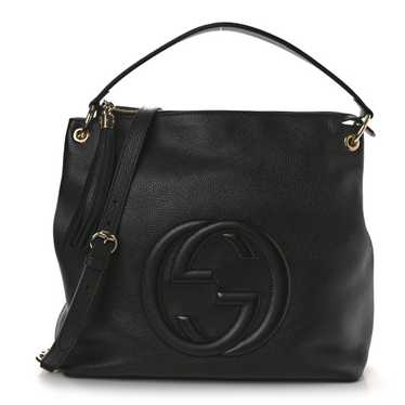 GUCCI Pebbled Calfskin Large Soho Hobo Black