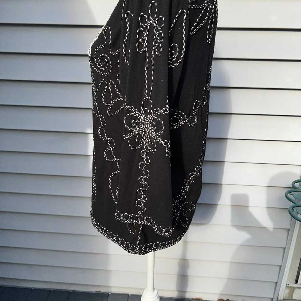 Once Again black Blouse with embroidery in size S… - image 4