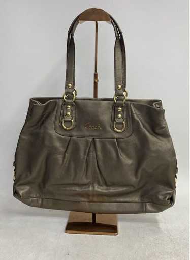 Coach Brown Leather Tote Bag with Gold Hardware - 