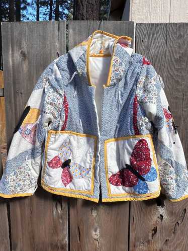 Vintage quilt handmade pastel cropped chore coat outlet size large