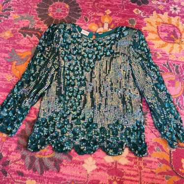 Vintage Neiman Marcus Sequin Top Medium - image 1