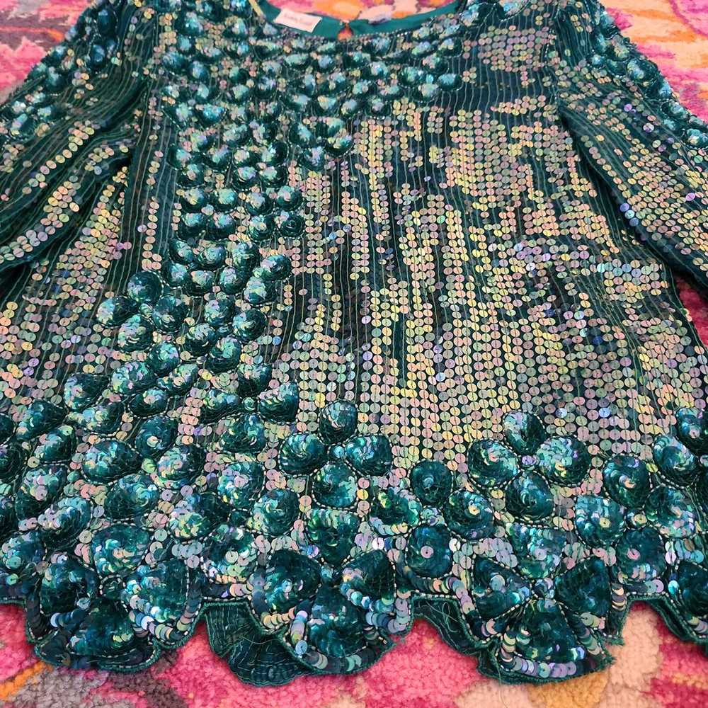 Vintage Neiman Marcus Sequin Top Medium - image 2