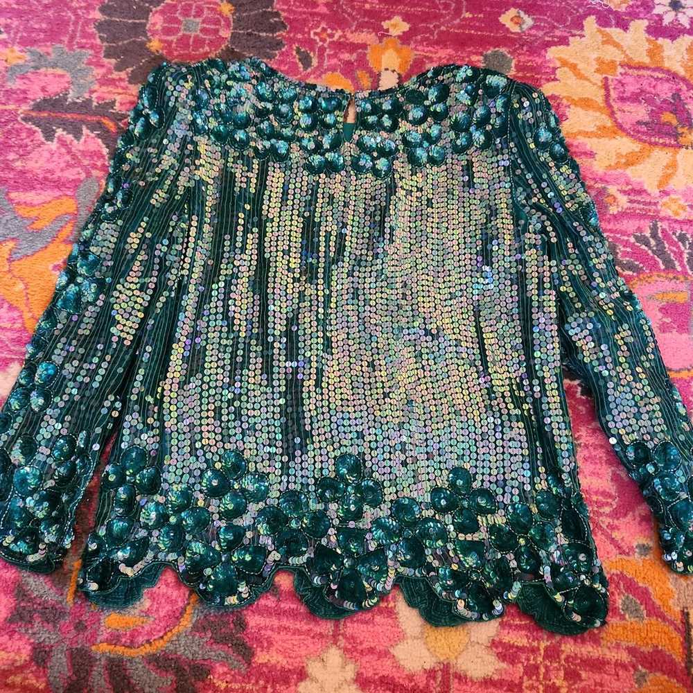 Vintage Neiman Marcus Sequin Top Medium - image 6