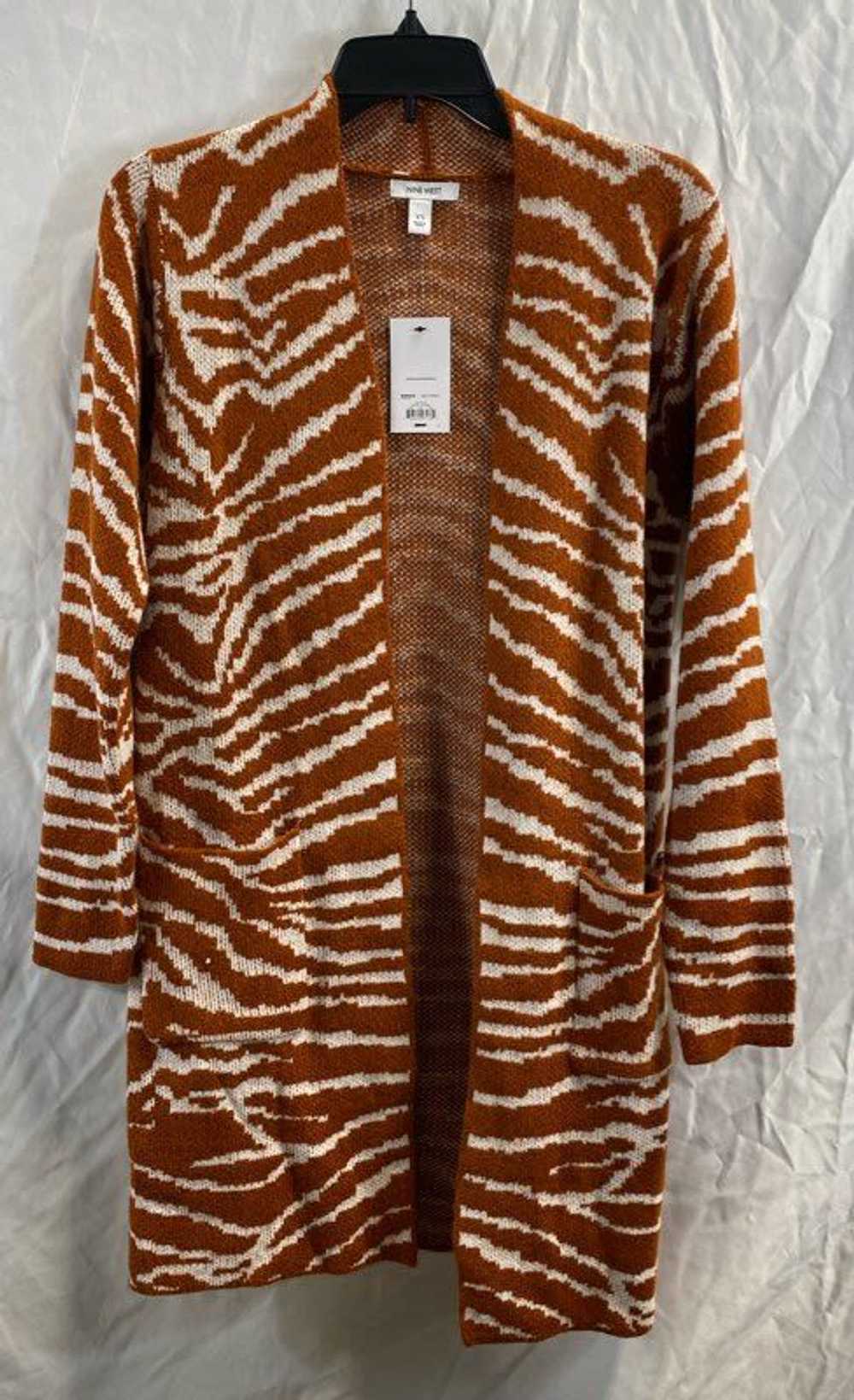 NWT Nine West Womens Brown Printed Knit Open Fron… - image 1