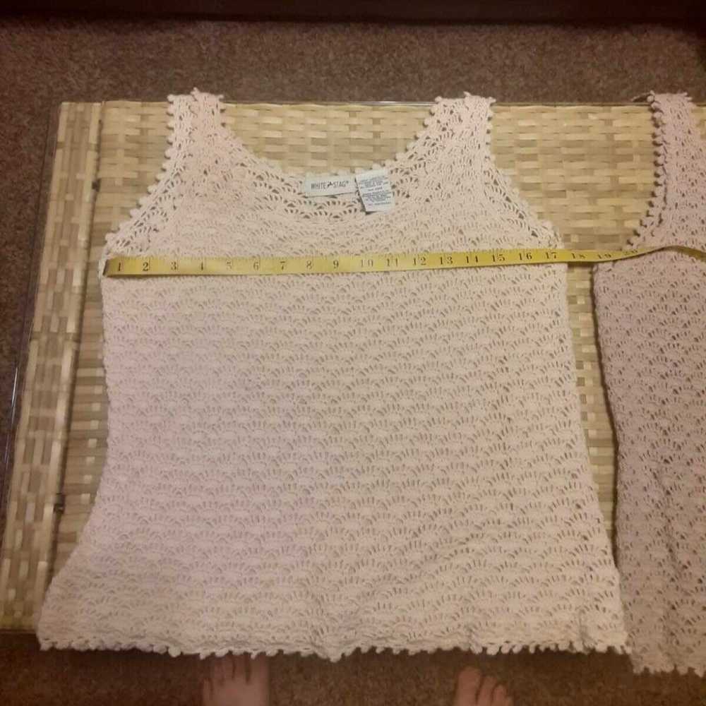 WHITE STAG Women's Crochet Tank Tops Tan and Crea… - image 10