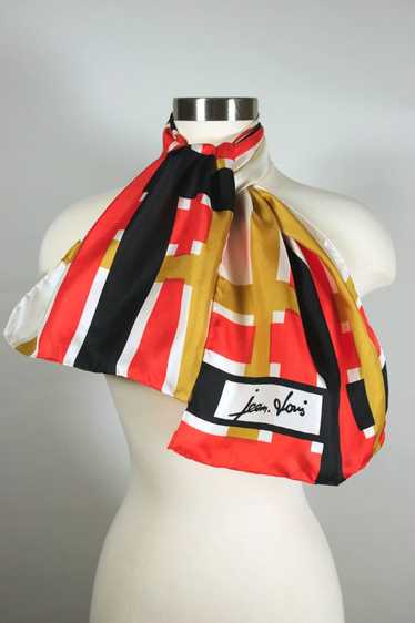 Jean Louis designer silk scarf 1960s orange black 