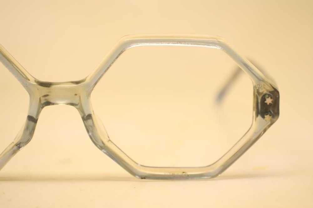 Unused Blue Octagonal Vintage 1960's 1970s Glasses - image 3