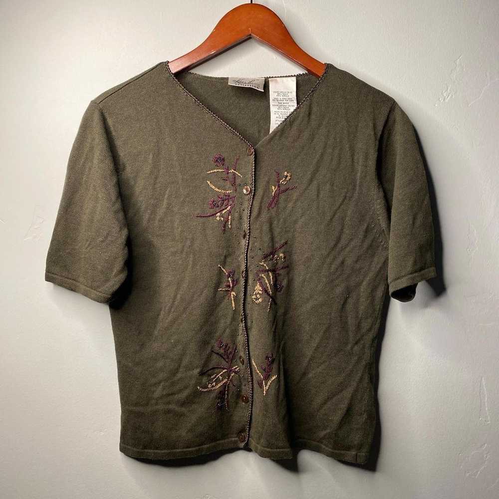 Vintage Dark Green Blouse Size Medium - image 1