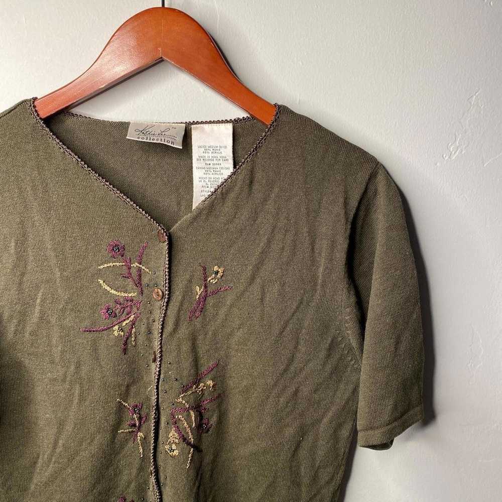 Vintage Dark Green Blouse Size Medium - image 3