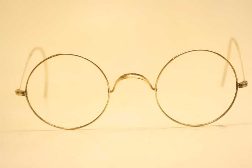 Antique Round Gold Tone Windsor Eyeglasses 42mm V… - image 1