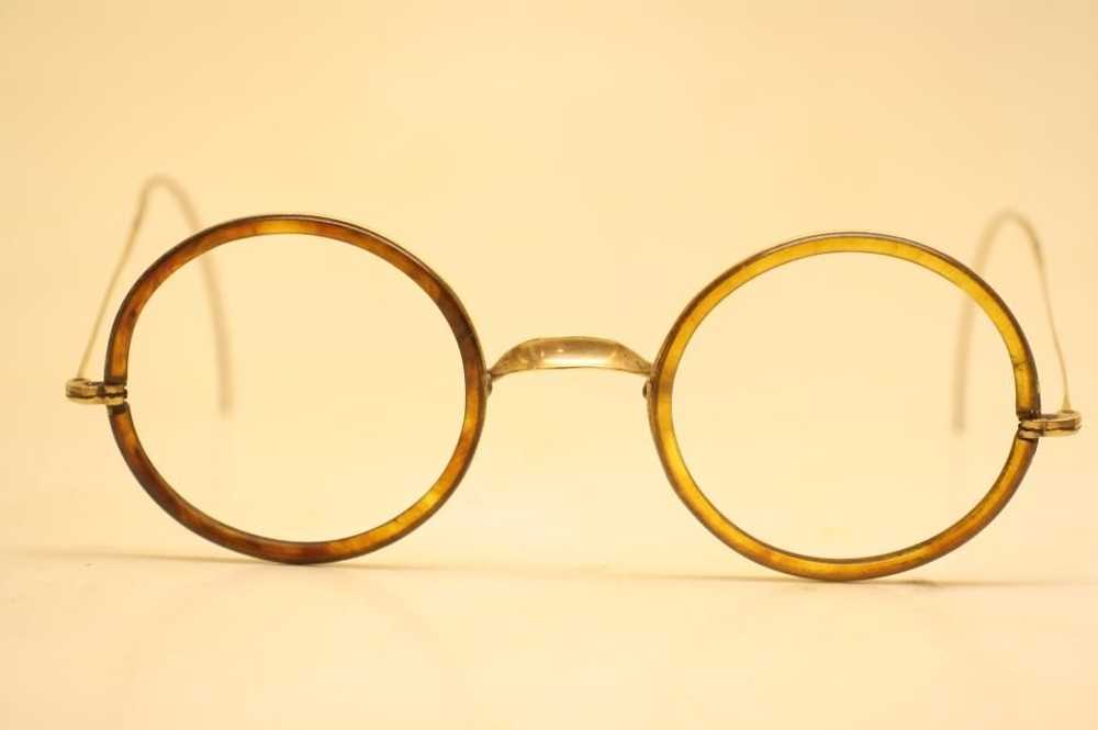 Antique Round Tortoise Windsor Eyeglasses 40mm Vi… - image 1