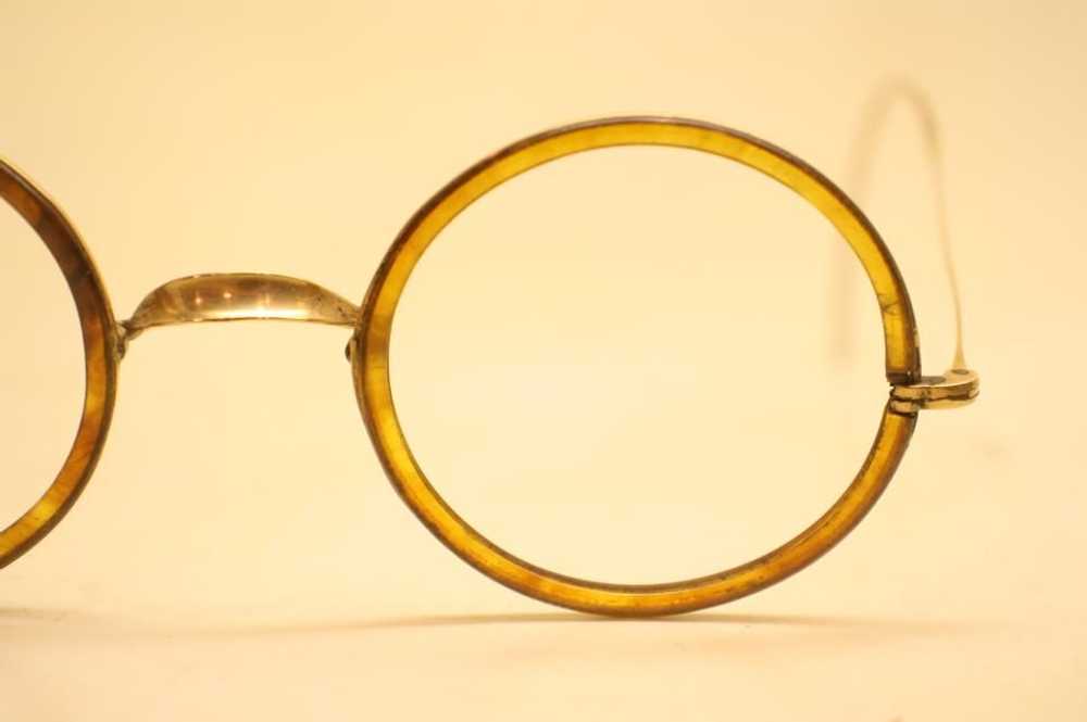 Antique Round Tortoise Windsor Eyeglasses 40mm Vi… - image 3