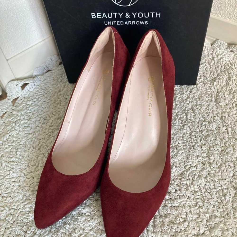 【BEAUTY & YOUTH】Burgundy Suede Pointed Toe Pumps - image 2