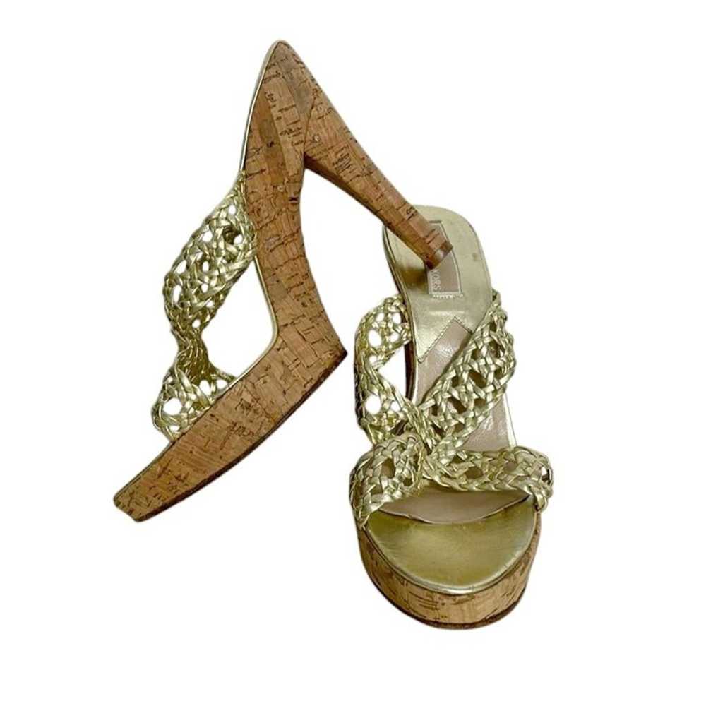 Michael Kors Size 7.5 Gold Cork Heel Sandals Plat… - image 9