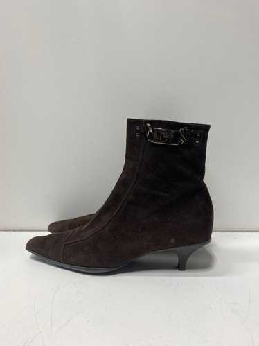 AUTHENTIC Prada Brown Suede Ankle Zip Boots Sz 7