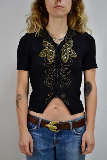 Cute Gold Embroidered Top