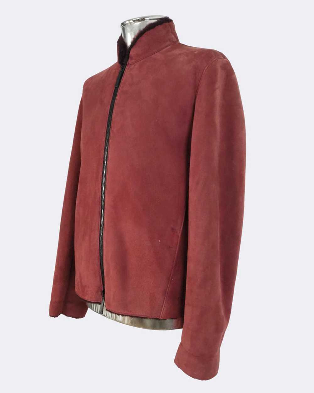 Armani Collezioni Burgundy Red Lambskin Shearling… - image 10