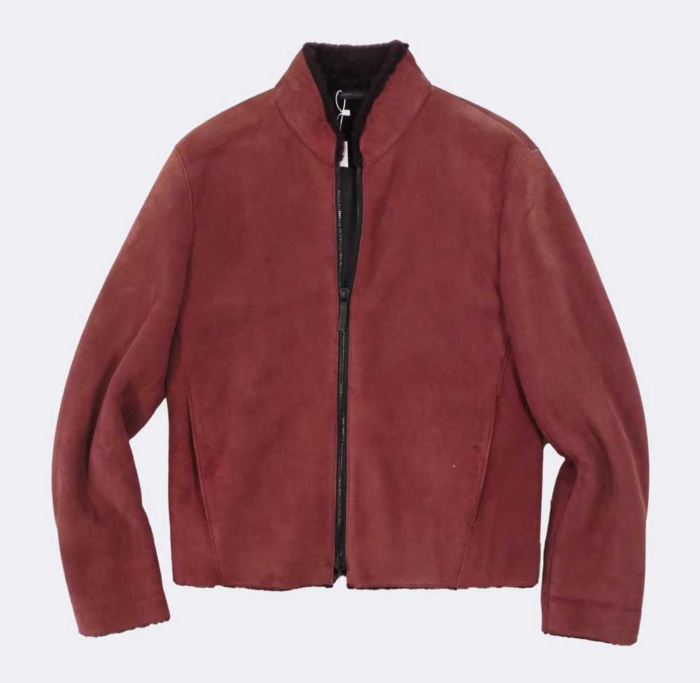 Armani Collezioni Burgundy Red Lambskin Shearling… - image 11