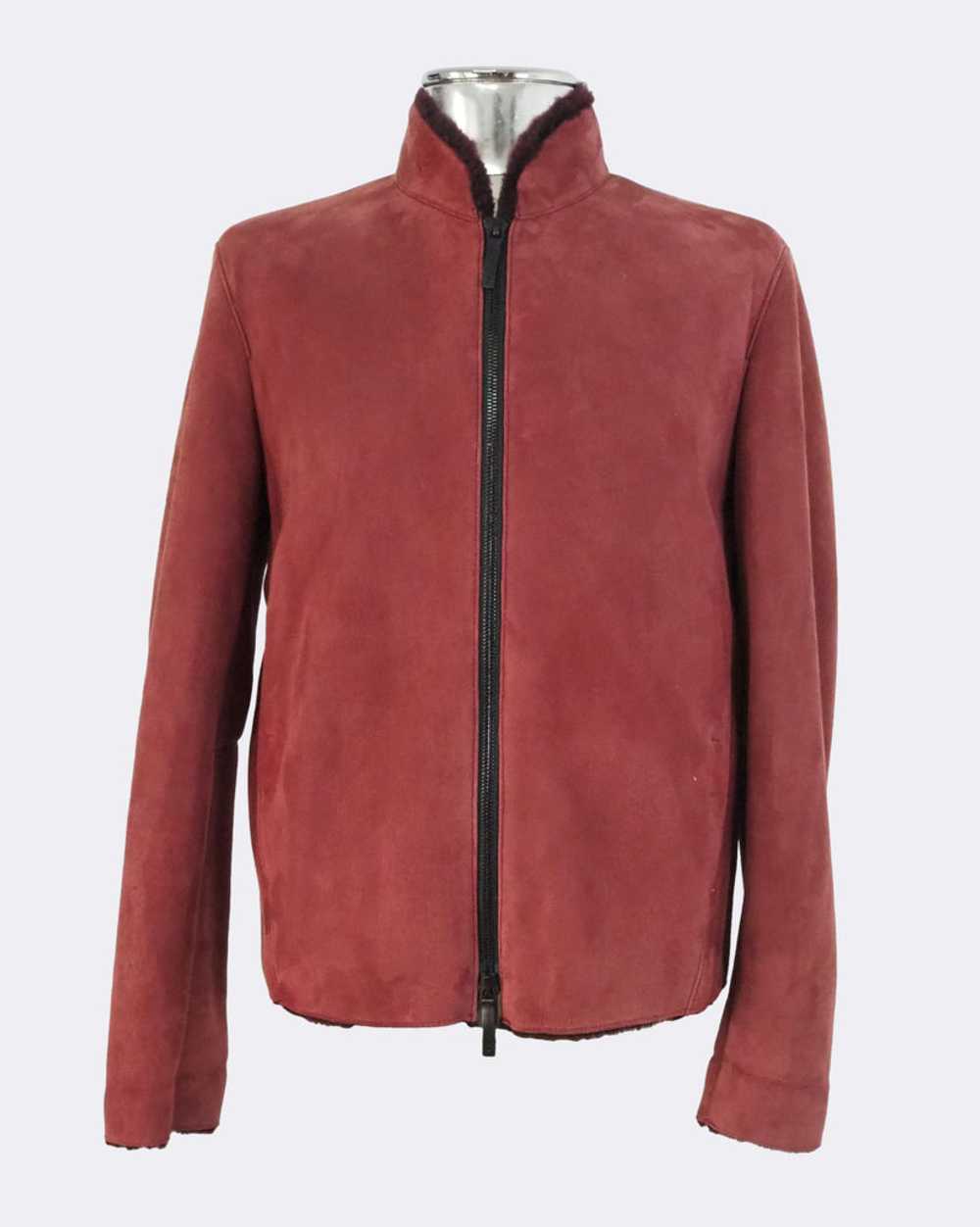 Armani Collezioni Burgundy Red Lambskin Shearling… - image 6