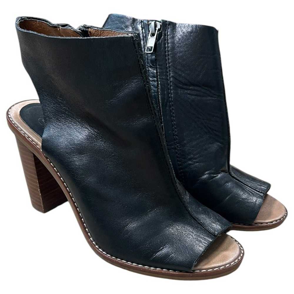 Madewell The Cary Leather Black Chunky Wood Heel … - image 1