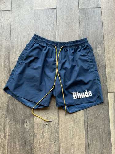 Rhude blue logo nylon outlet shorts