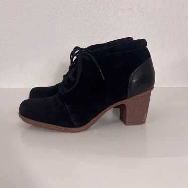 Clarks Collection Black Suede Lace Up Heeled Booti