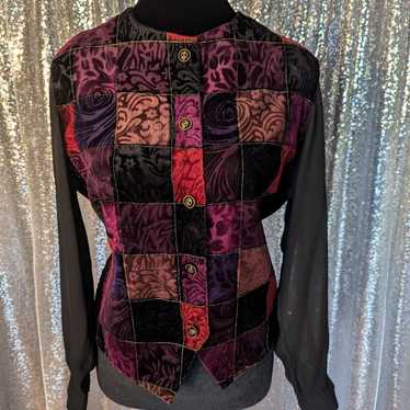 Vintage Velvet 80s-90s Patchwork Sheer Eclectic B… - image 1