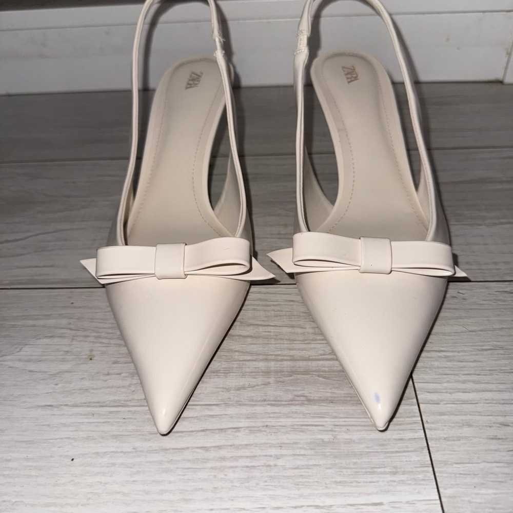 ZARA BOW TRIM SATIN EFFECT HEELED SHOE SIZE 40 /9… - image 4