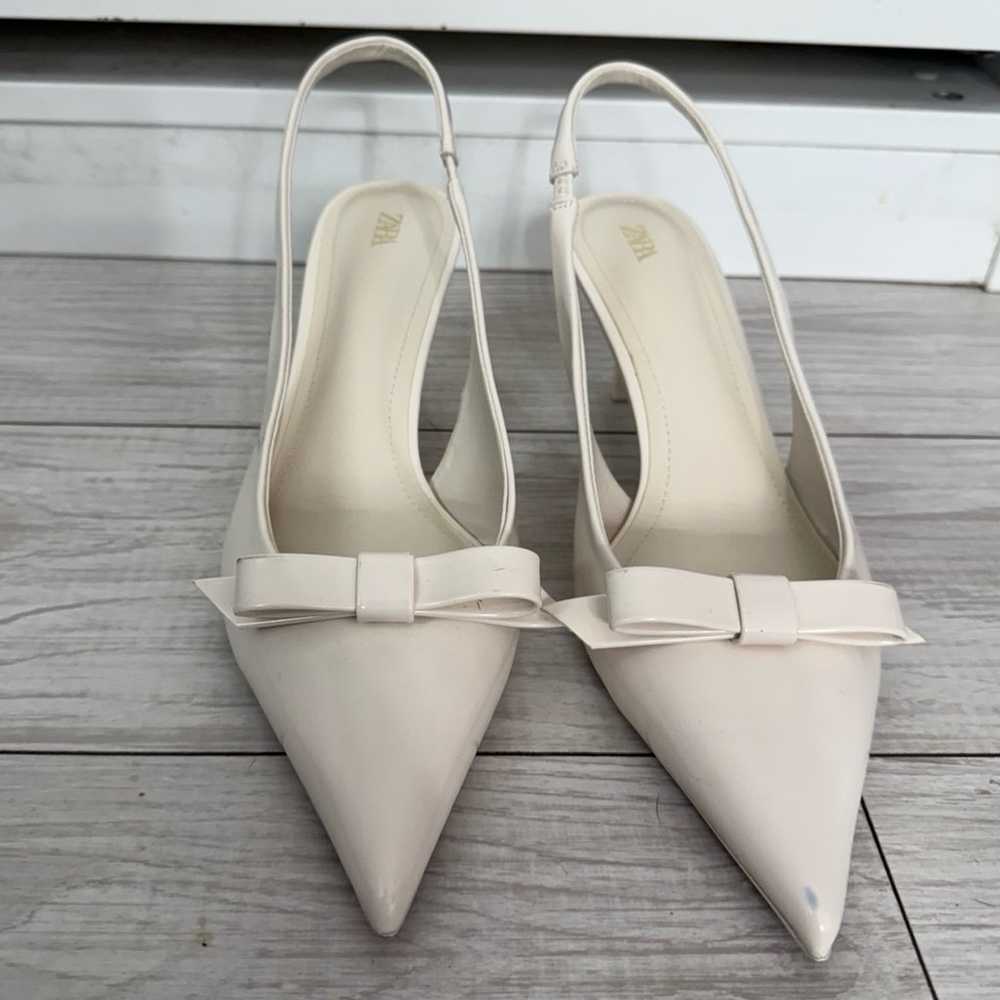 ZARA BOW TRIM SATIN EFFECT HEELED SHOE SIZE 40 /9… - image 5