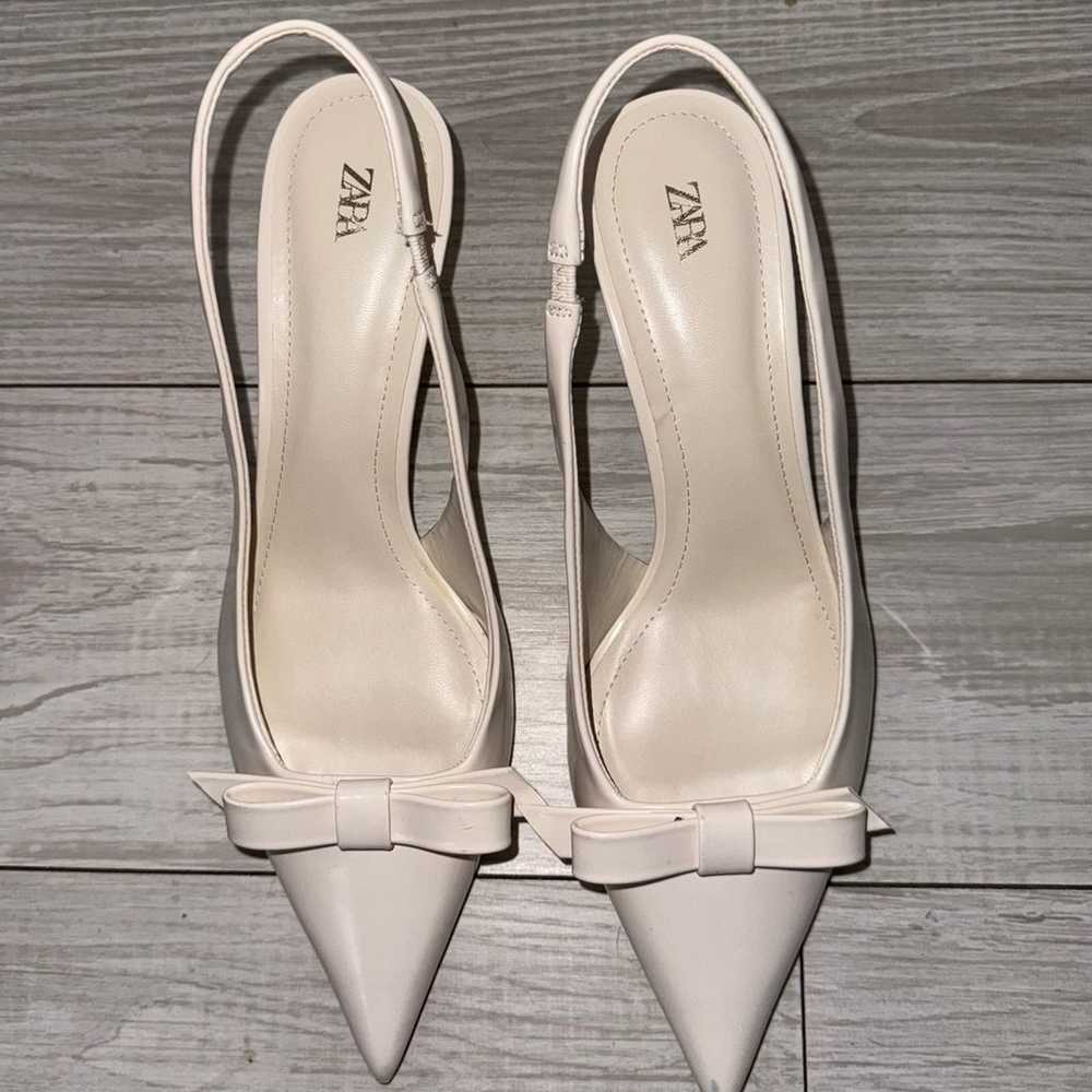 ZARA BOW TRIM SATIN EFFECT HEELED SHOE SIZE 40 /9… - image 7