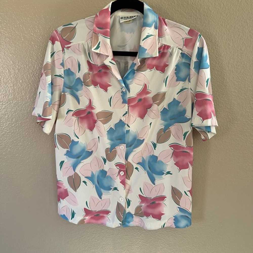 Vintage Gilda Women's Floral Short Sleeve Blouse,… - image 2