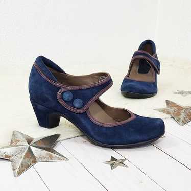 Earthies Lucca Mary Jane heels blue suede leather… - image 1