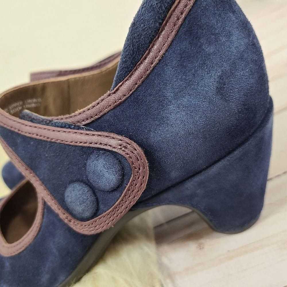 Earthies Lucca Mary Jane heels blue suede leather… - image 7