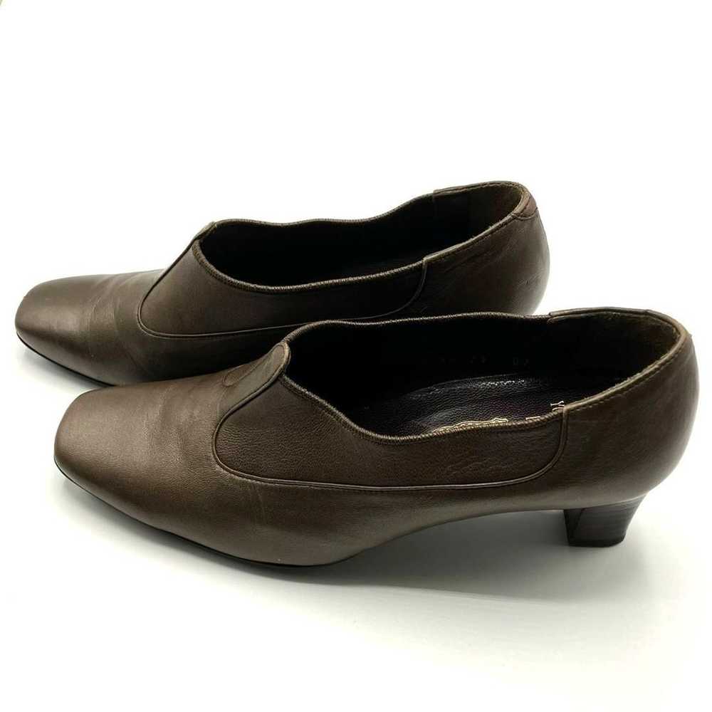 Ginza Yoshinoya Pumps Leather Brown Thick Heel Go… - image 4