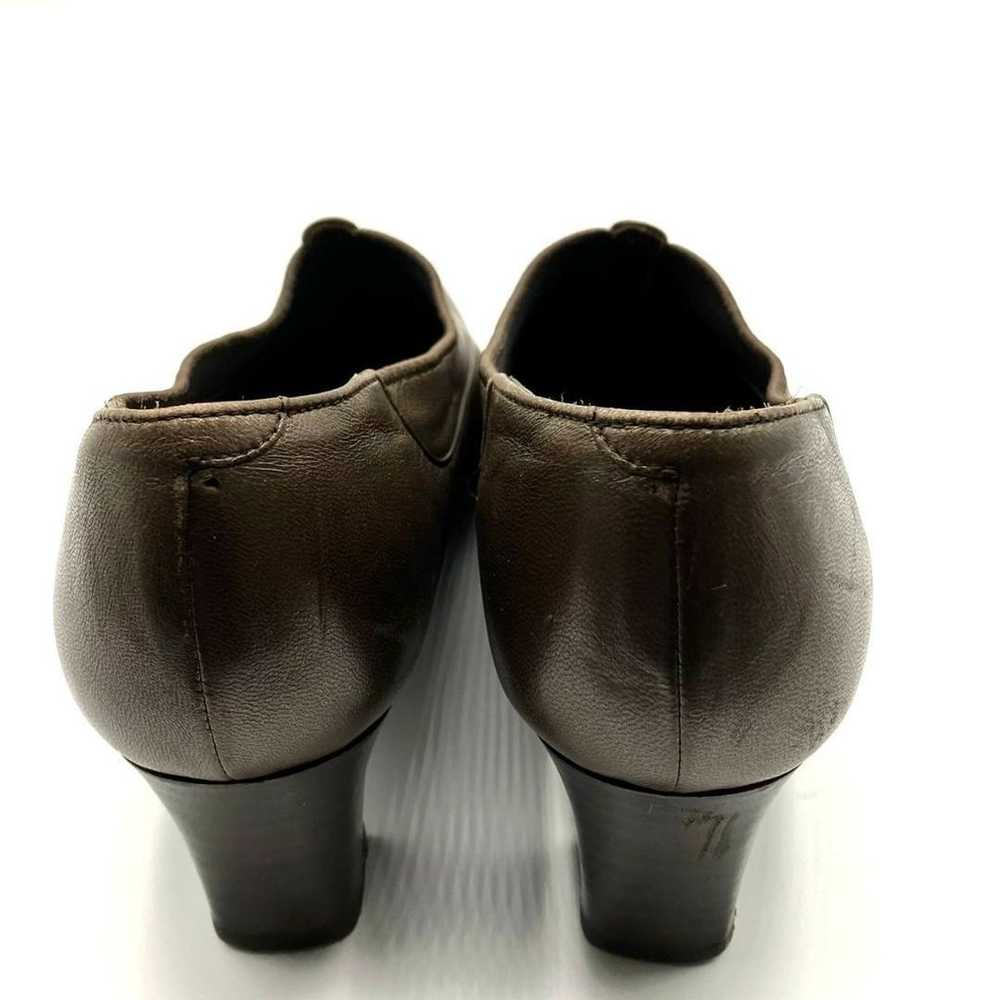 Ginza Yoshinoya Pumps Leather Brown Thick Heel Go… - image 7