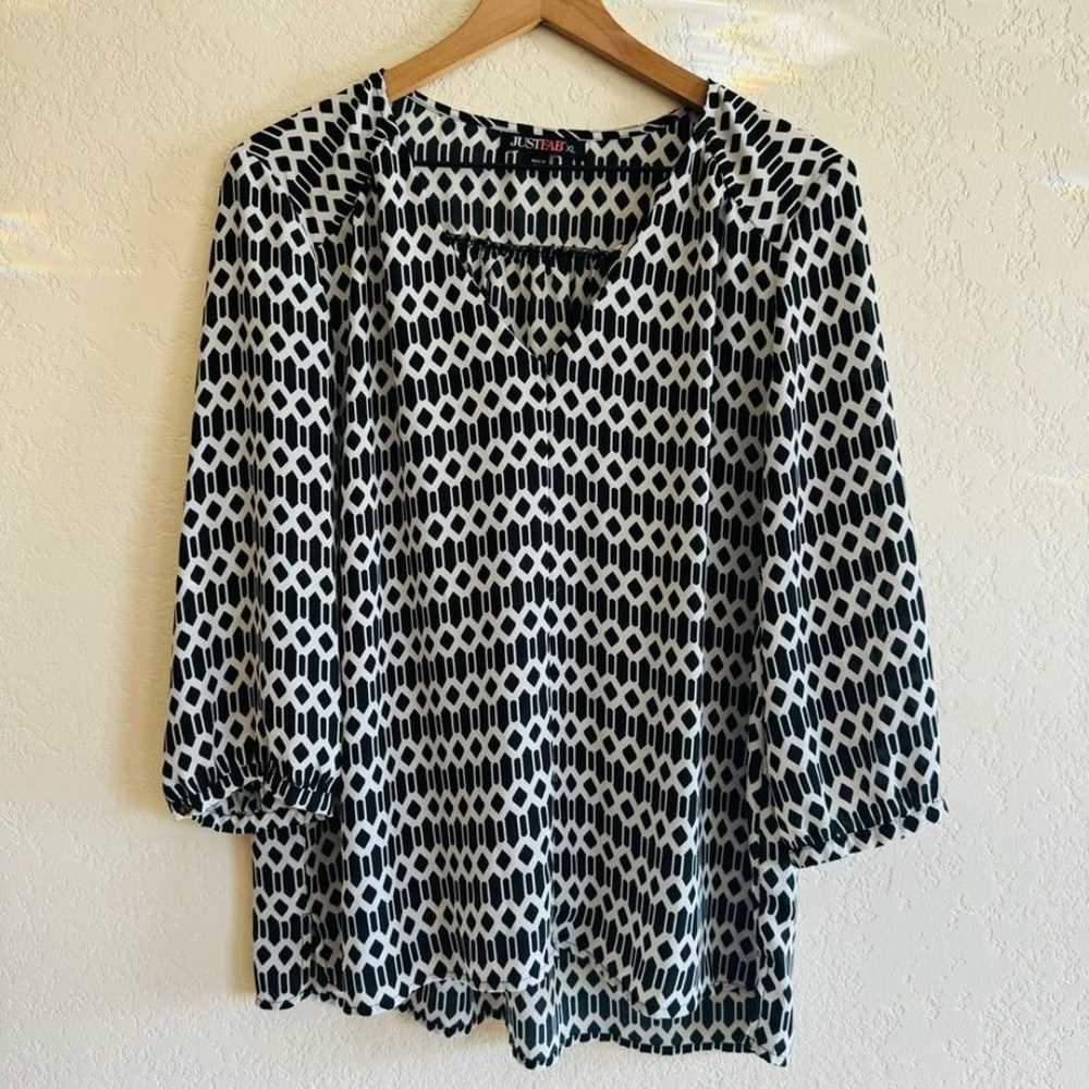 JustFab | black and white pattern blouse | XL - image 1