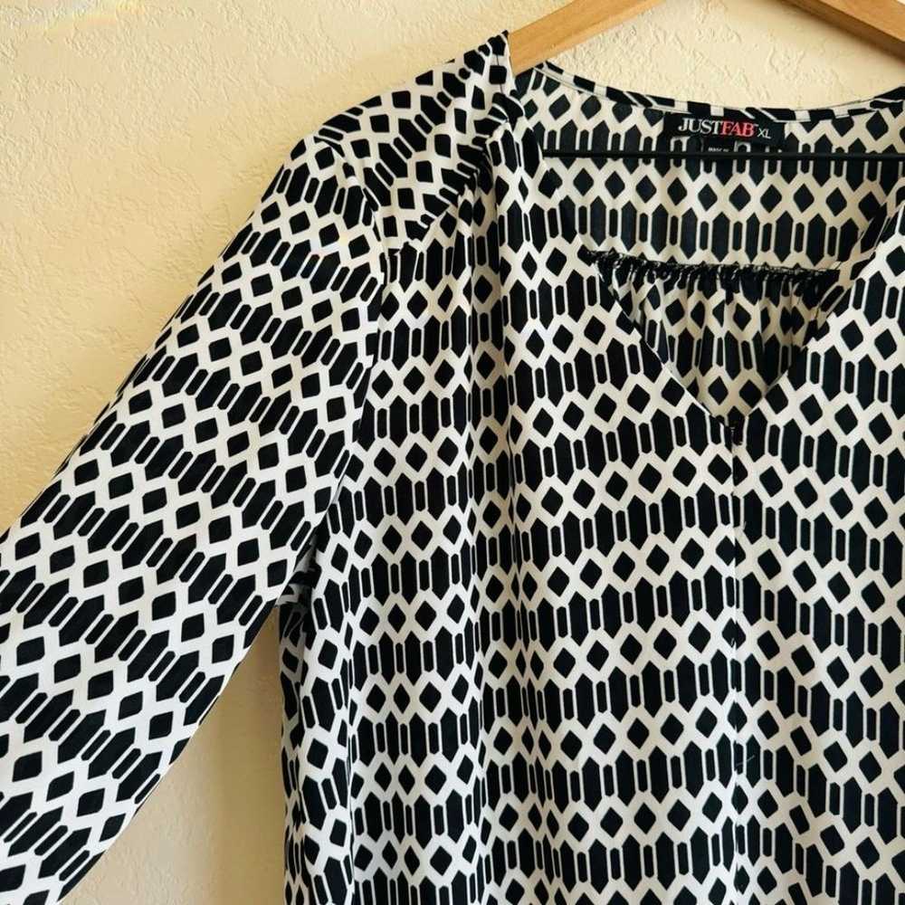 JustFab | black and white pattern blouse | XL - image 5