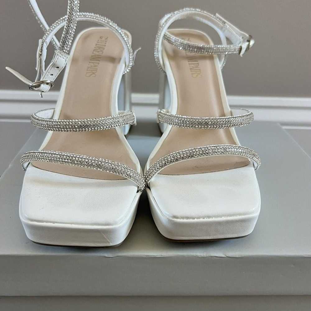 Dream Paris Size 7.5 White silver Platform Heels - image 8