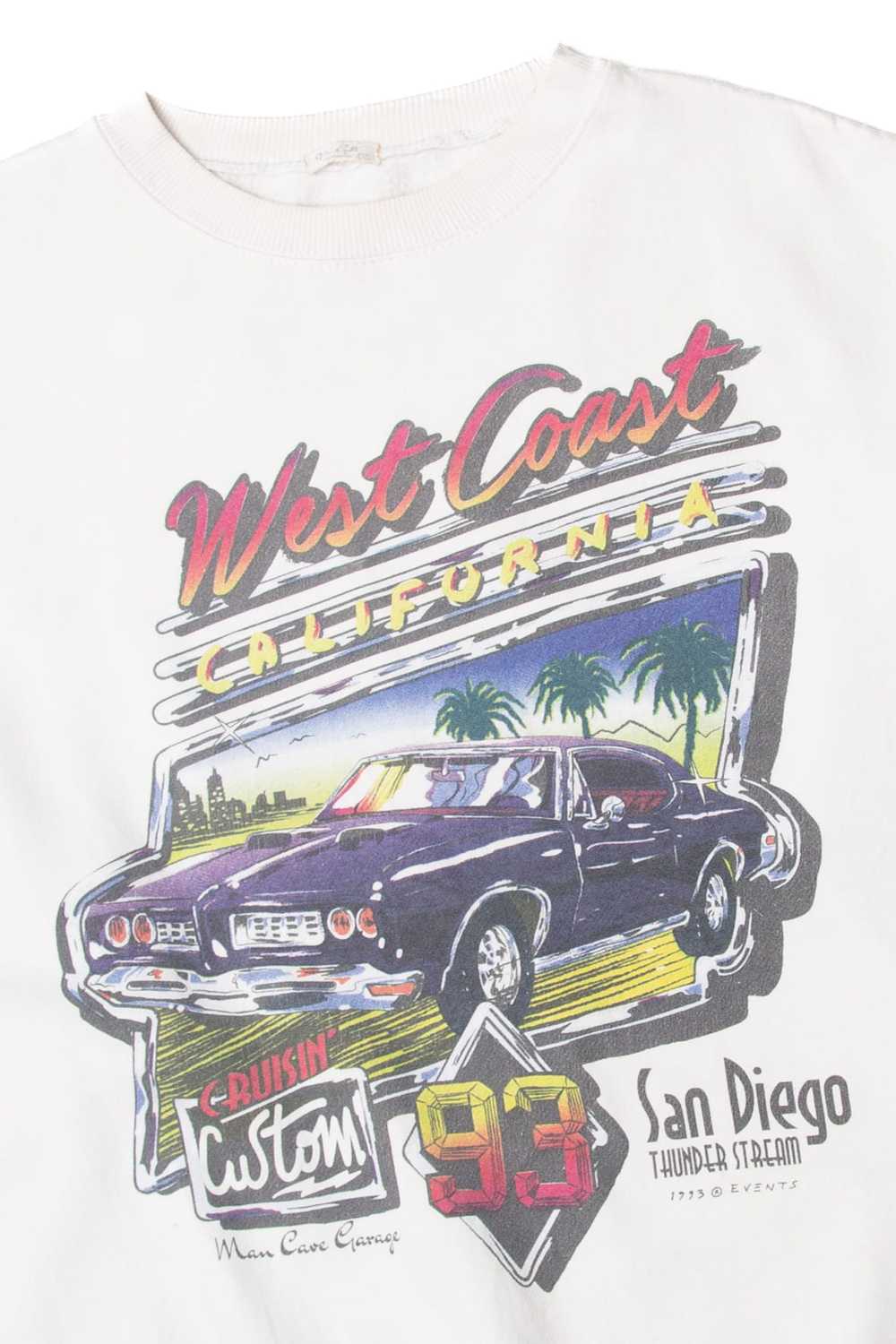 Vintage "West Coast California" 1993 Car Sweatshi… - image 2