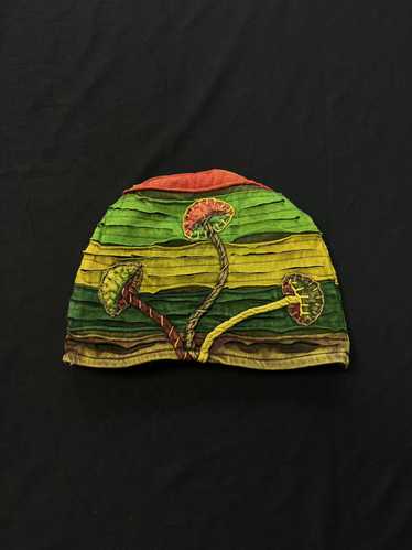 Rare 3 Mushroom Psychedelic Style Handmade Beanie 