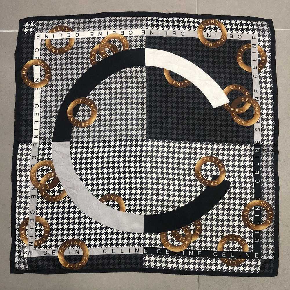 Celine Big C Logo Houndstooth Scarf Neckerchief H… - image 1