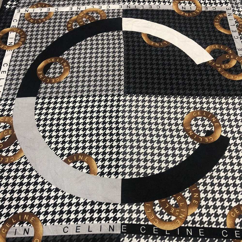 Celine Big C Logo Houndstooth Scarf Neckerchief H… - image 2