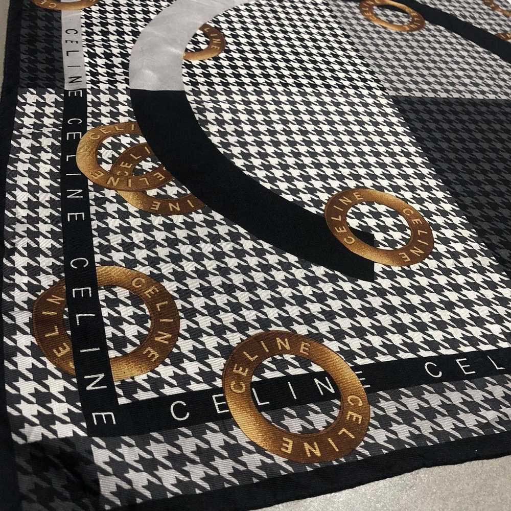 Celine Big C Logo Houndstooth Scarf Neckerchief H… - image 3