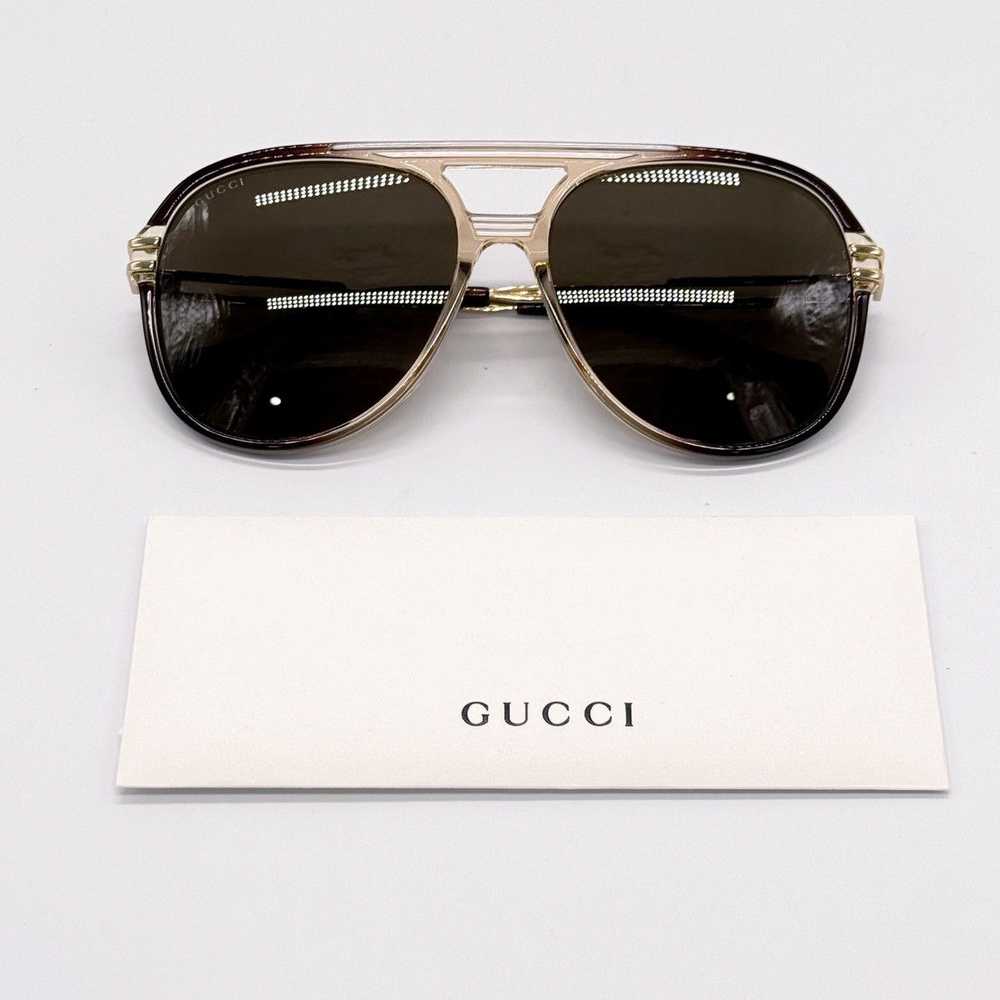 NEW GUCCI GG1104S 002 AVIATOR BROWN UNISEX SUNGLA… - image 11