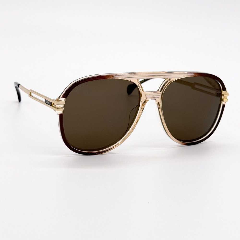 NEW GUCCI GG1104S 002 AVIATOR BROWN UNISEX SUNGLA… - image 3