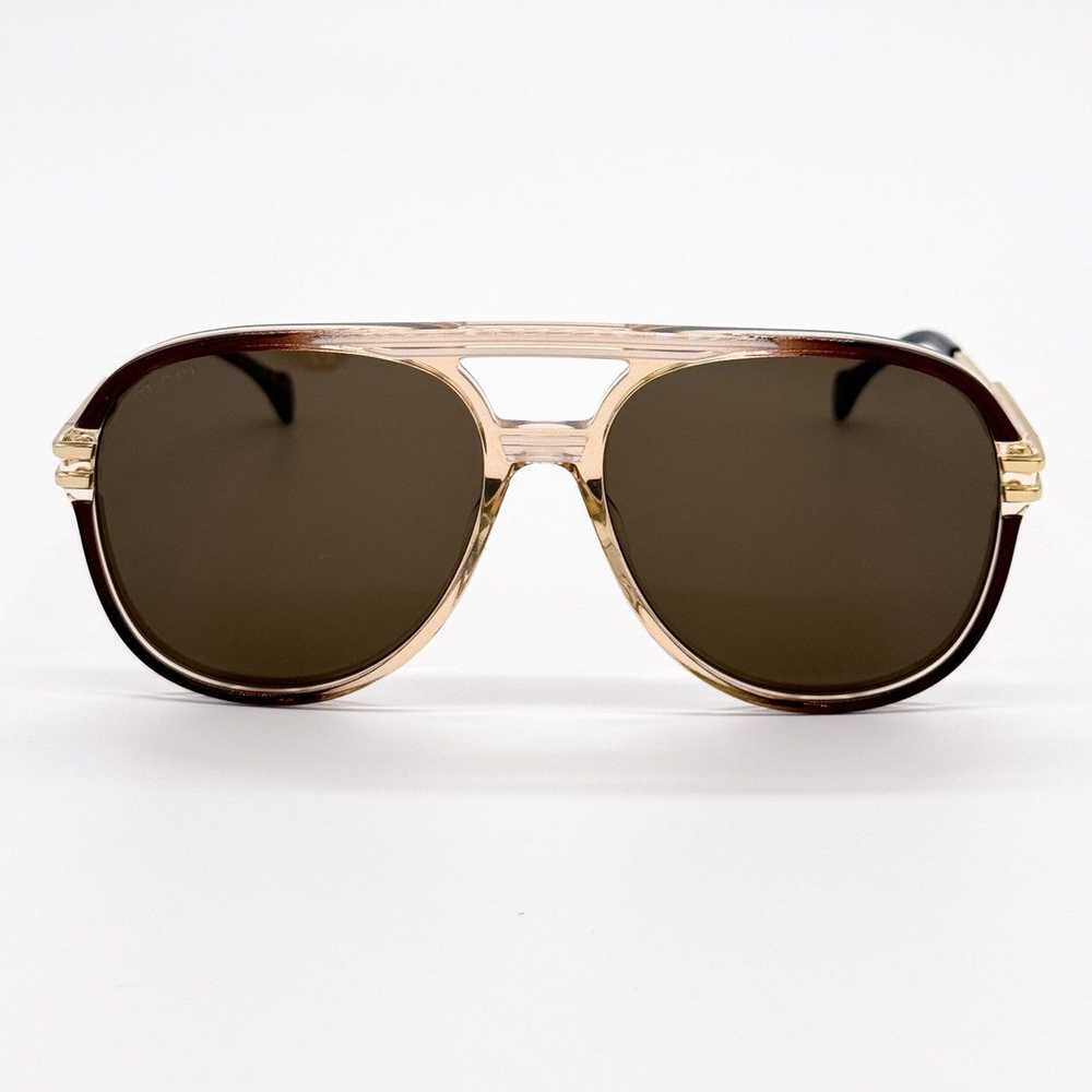 NEW GUCCI GG1104S 002 AVIATOR BROWN UNISEX SUNGLA… - image 5