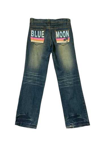 VINTAGE RARE DESIGN BLUE MOON BLUE SPELL OUT DENIM