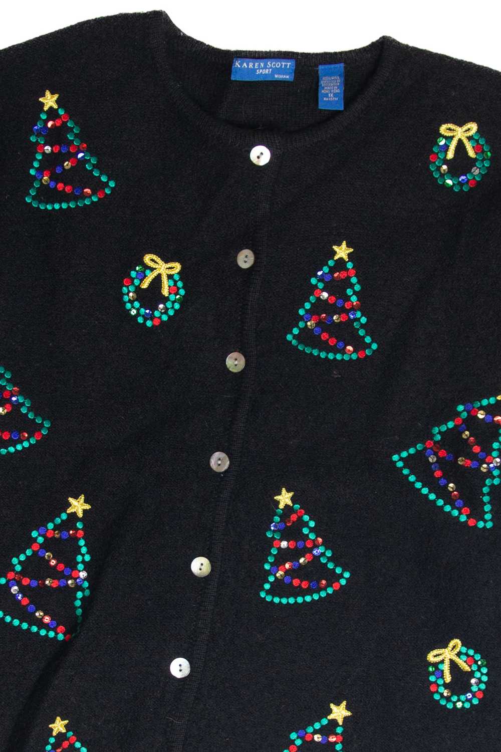 Vintage Black Ugly Christmas Cardigan 62994 - image 2